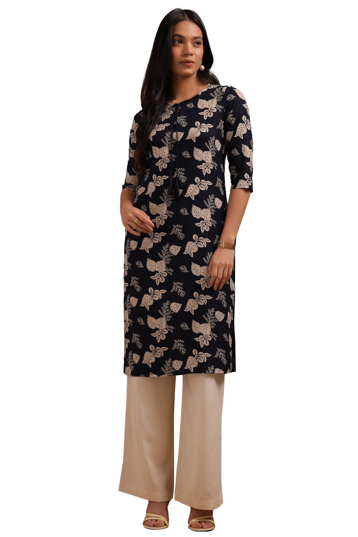 Soch Women Rayon Botanical Print Kurta with Sequins