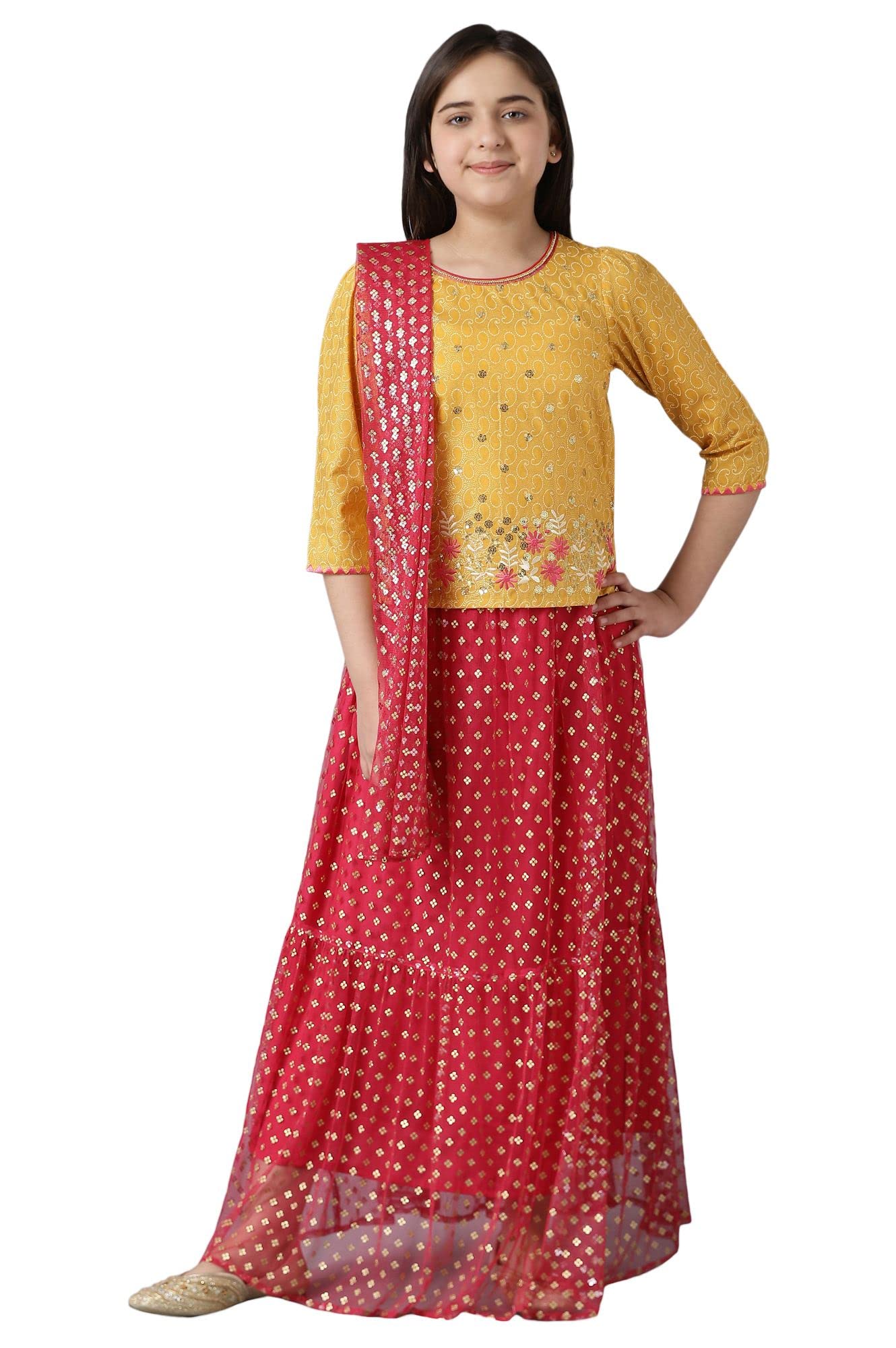 Aurelia Girl'S Polyester Top & Skirt & Dupatta (22Feg10231B