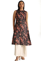 Soch Women Linen Floral Print Kurta with Thread Work