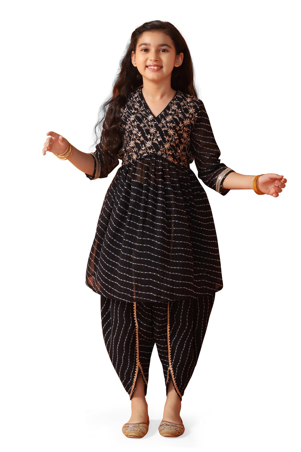 Fashion Dream GirlS Georgette Printed Salwar Suit Set|Suit Set For Girls (Fdgset00205Blk_40_Black_1314Yrs) 13-14
