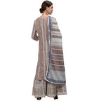 Ishin Women'S Multi & Grey Gotta Patti Embroidered A-Line Kurta Set With Sharara And Dupatta