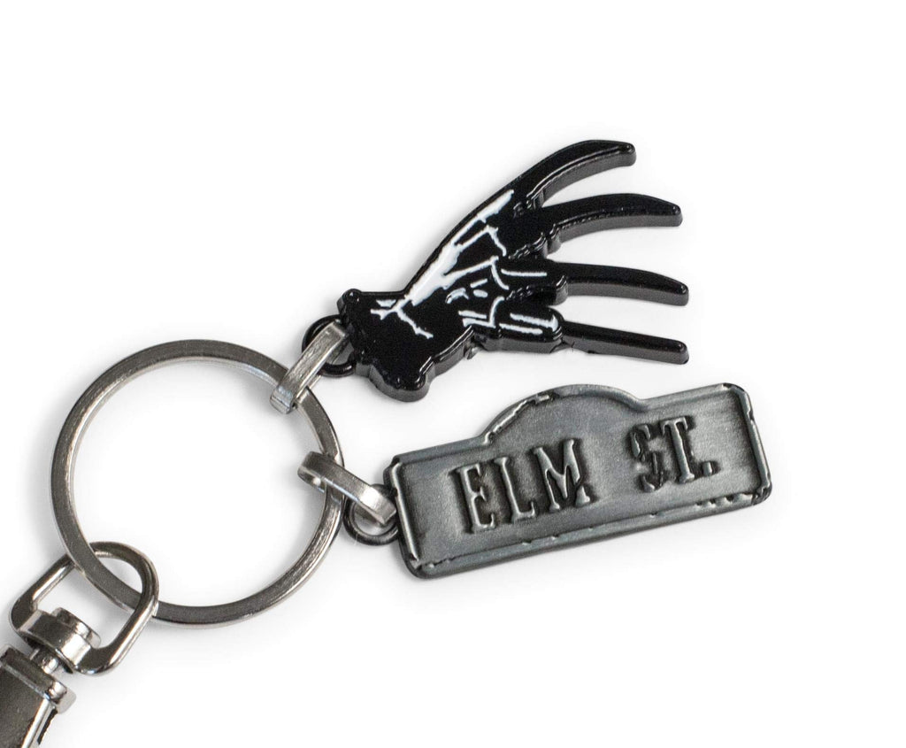 Toynk A Nightmare On Elm Street Sign and Freddy Glove Car & Backpack Keychain Ring - Awesome & Heavy Duty Metal Key Holder Organ