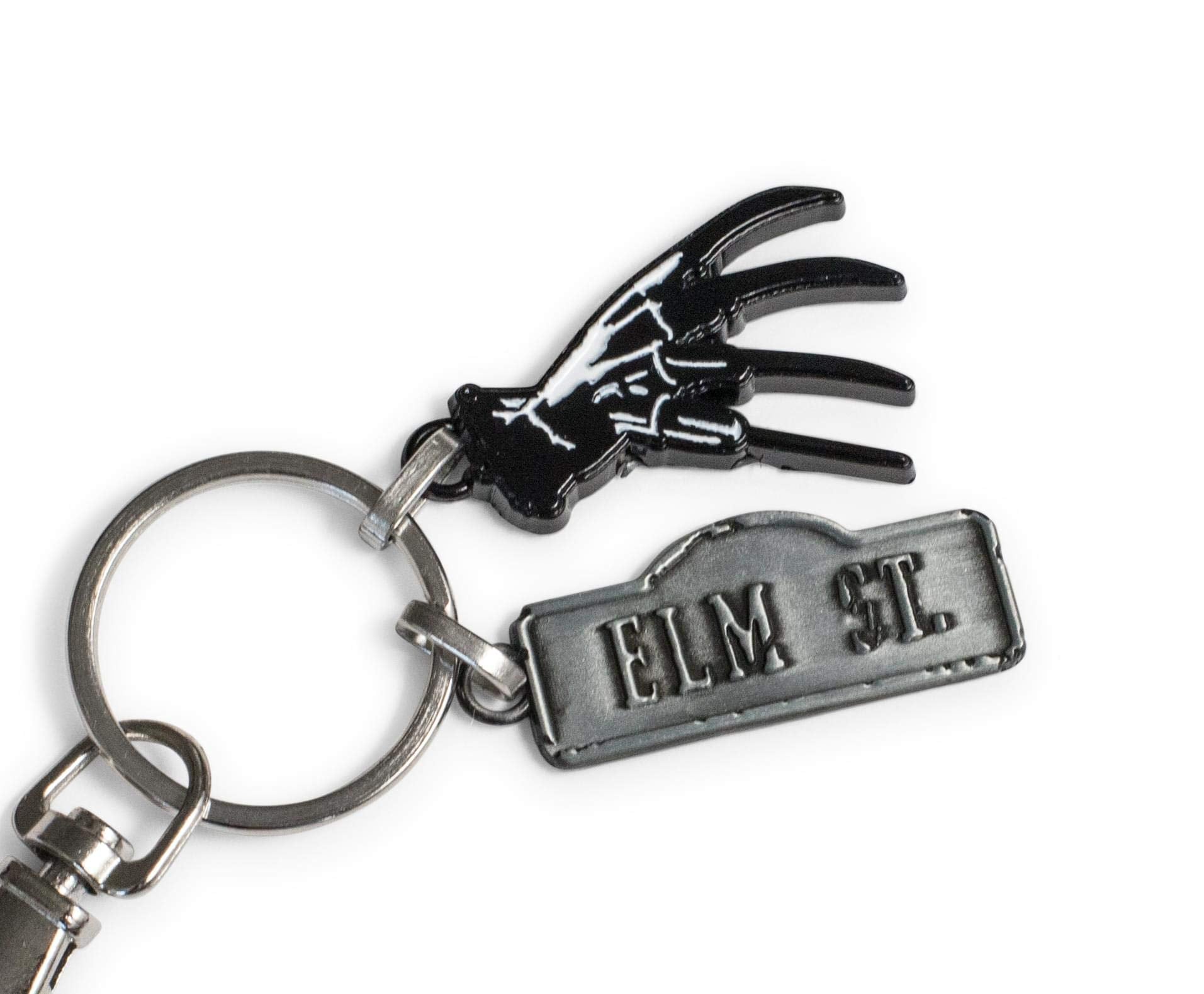 Toynk A Nightmare On Elm Street Sign and Freddy Glove Car & Backpack Keychain Ring - Awesome & Heavy Duty Metal Key Holder Organ