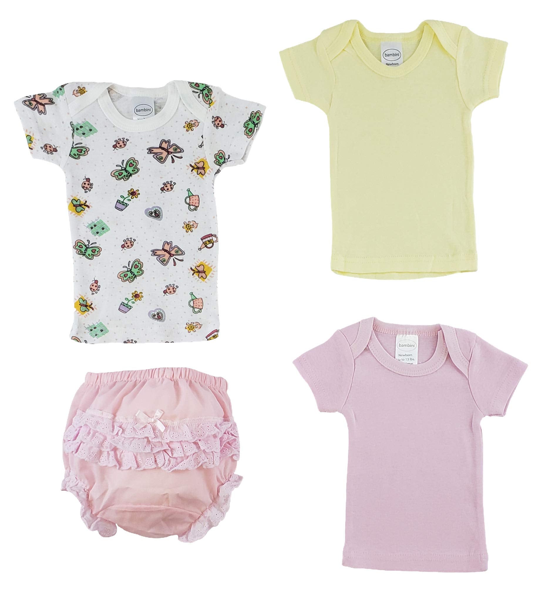 bambini Pink Girl's T-Shirtsand Fancy Pants Underwear - Small
