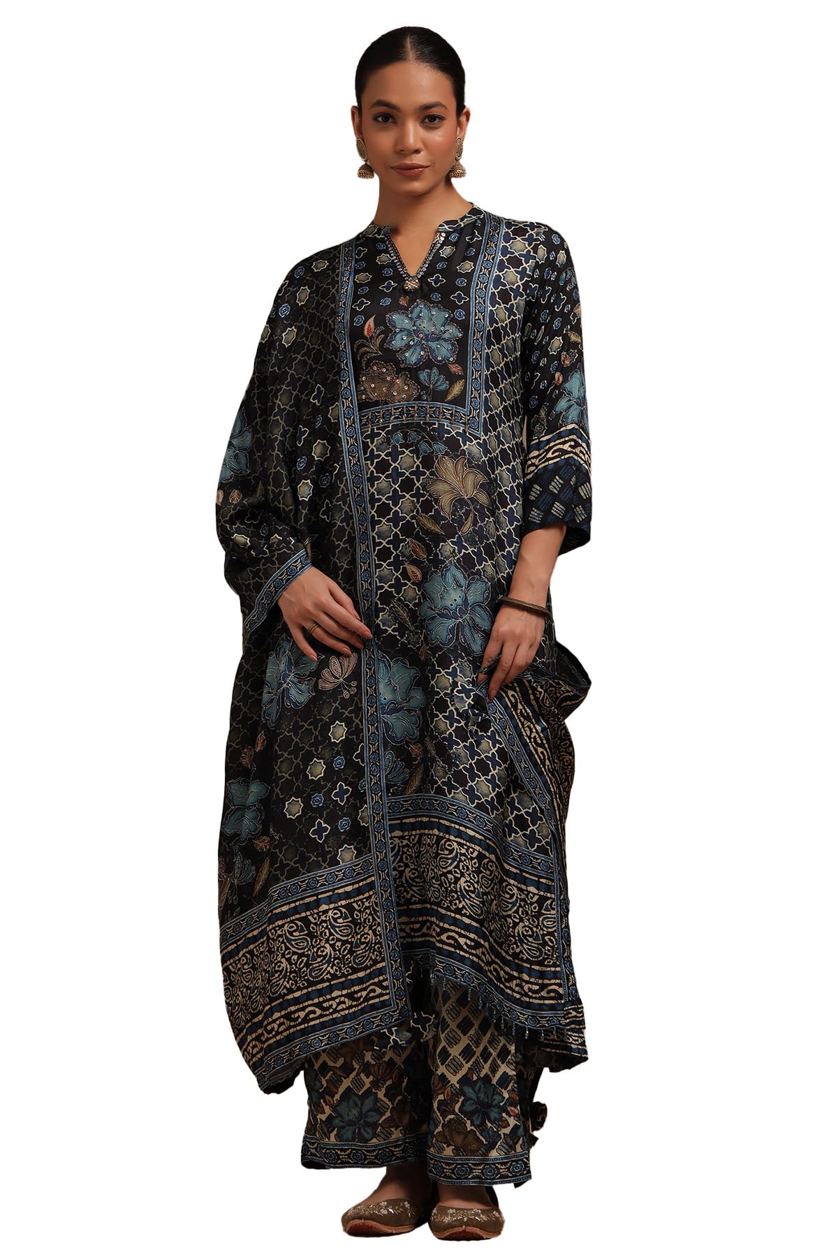 Soch Women Dola Silk Ethnic Motifs Suit Set with Thread Work