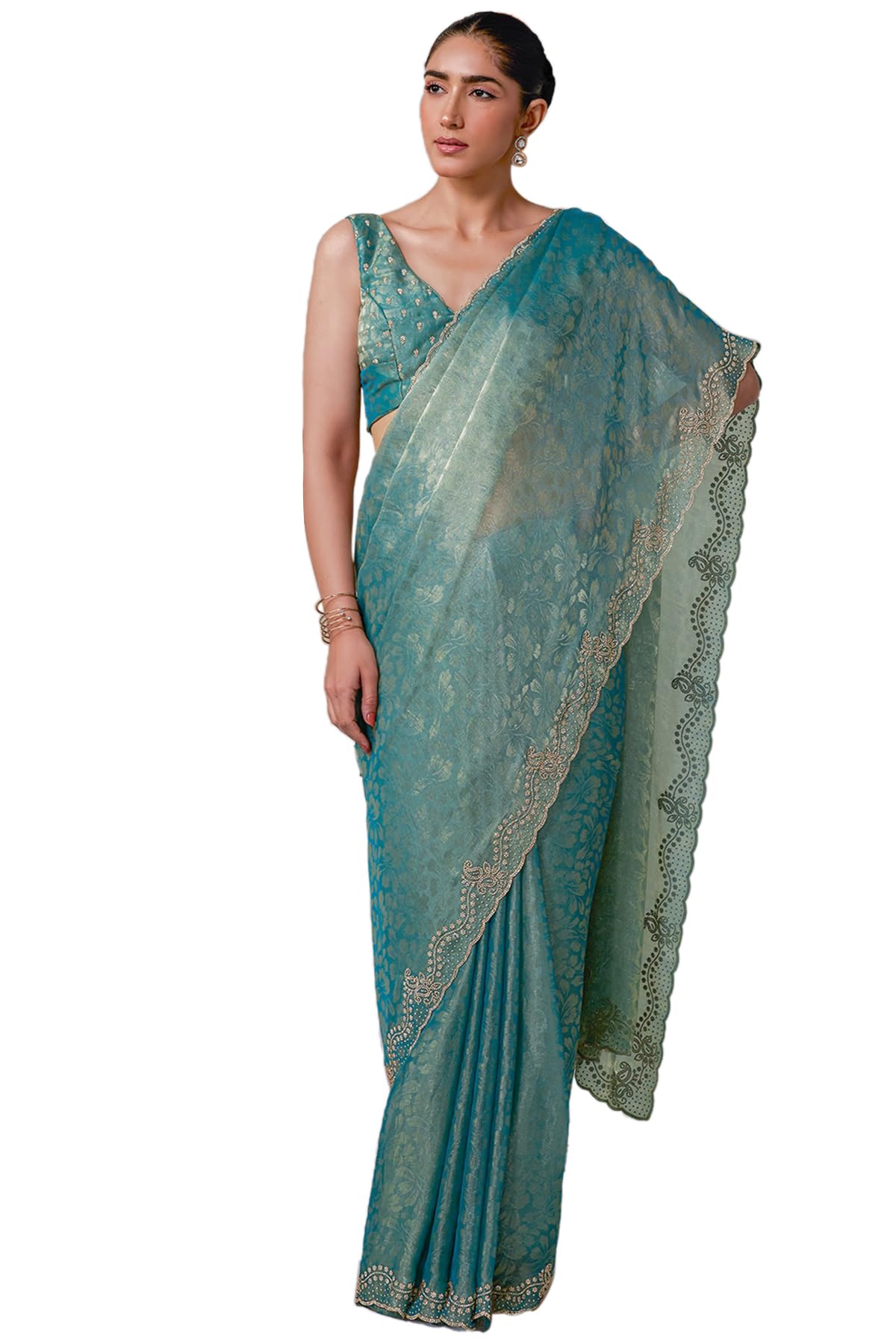 Soch Women Fendy Chiffon Woven Design Saree with Work