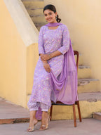ANNI DESIGNER Women s Casual Rayon Blend Kurta with Pants and Dupatta, purple, XL