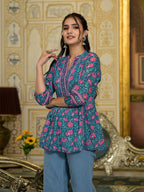 Varanga Women Floral Printed Drawstring Detail Kurti