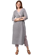 ANNI DESIGNER Women's Cotton Blend Printed Straight Kurta with Pant (Varupini Grey_XL_Grey_X-Large)