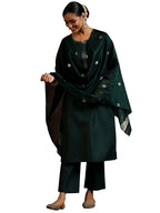 Libas Womens Woven Design Cotton Blend Straight Kurta With Trousers And Dupatta