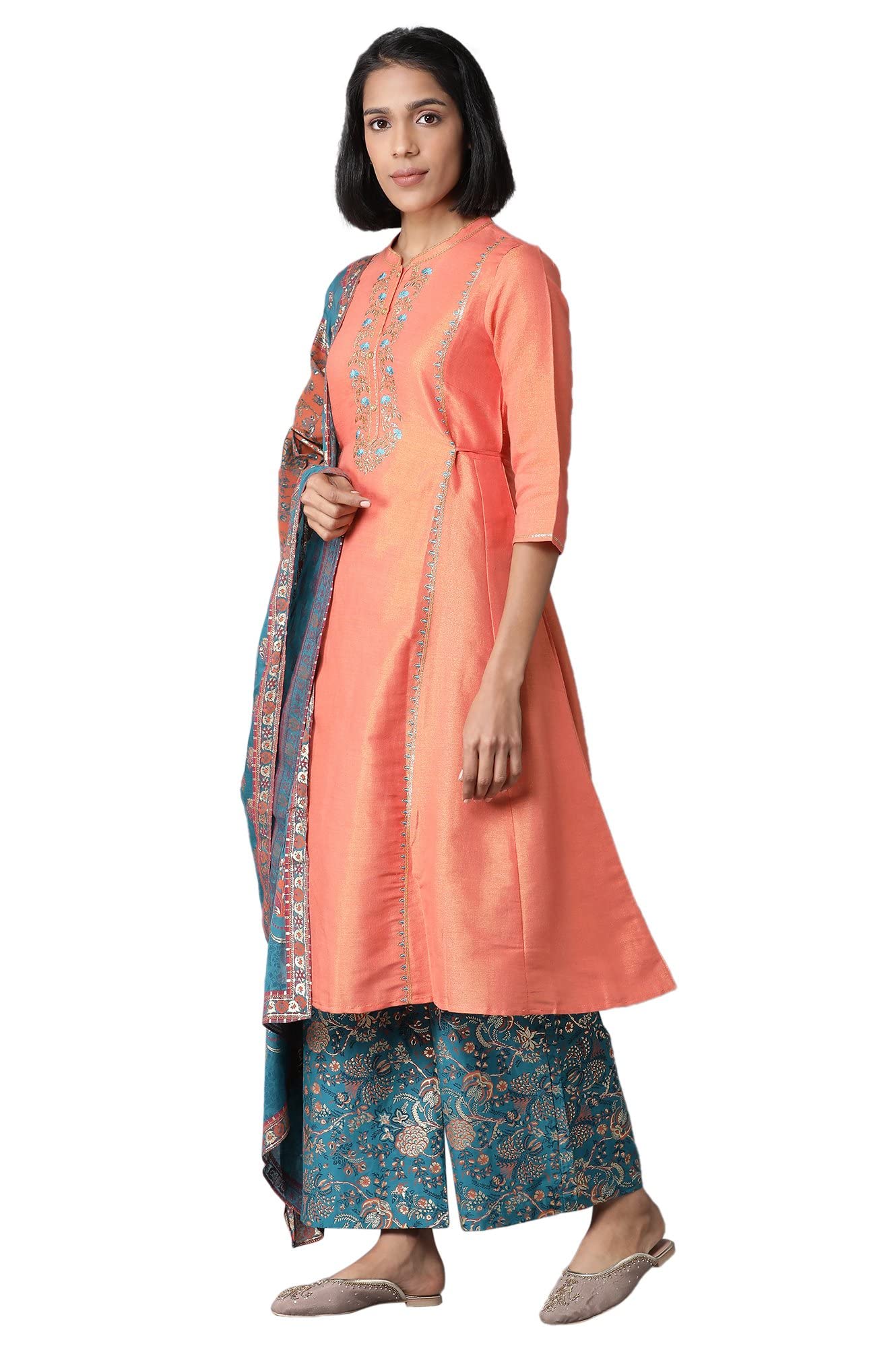 Aurelia Women'S Rayon Blend Kurta, Pants & Dupatta