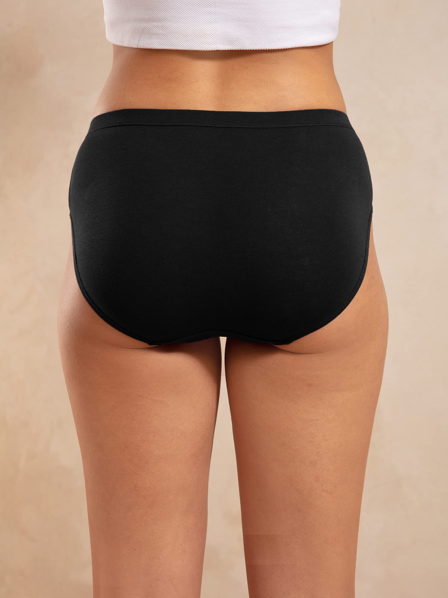 Nykd (Nyp100 All Black Breathable Cotton Hipster Panty Set For Women | Mid Rise, Medium Coverage With Anti Bacterial & Anti Odou
