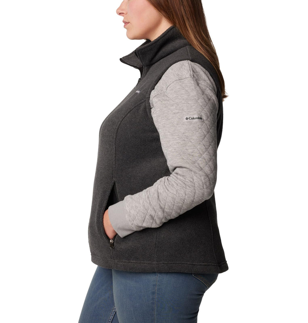 columbia Womens Benton Springs Vest, charcoal Heather, 1X Plus