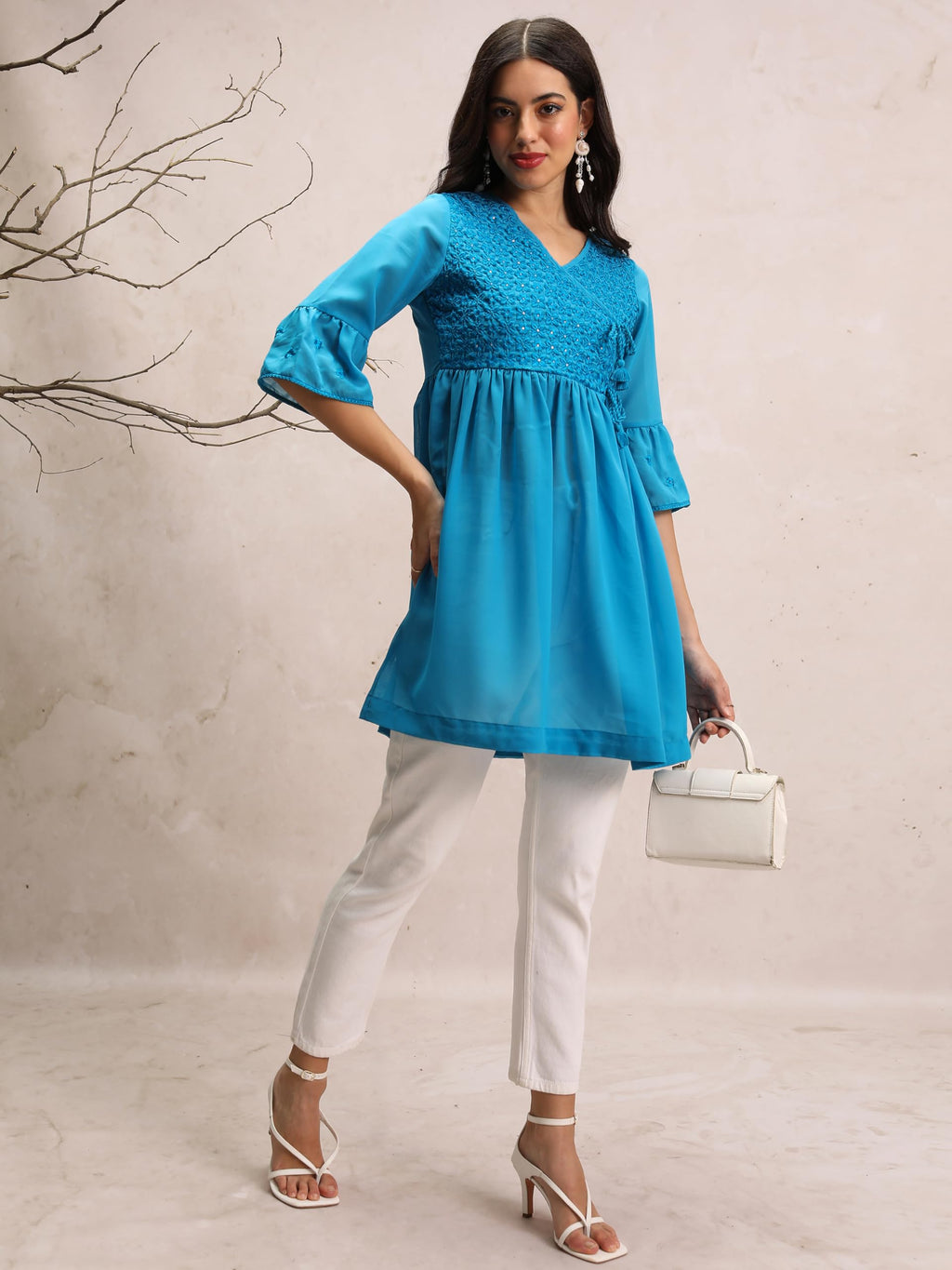 Ketch Women 3/4 Sleeve Regular Fit Tunic KHTN000015 Blue XL
