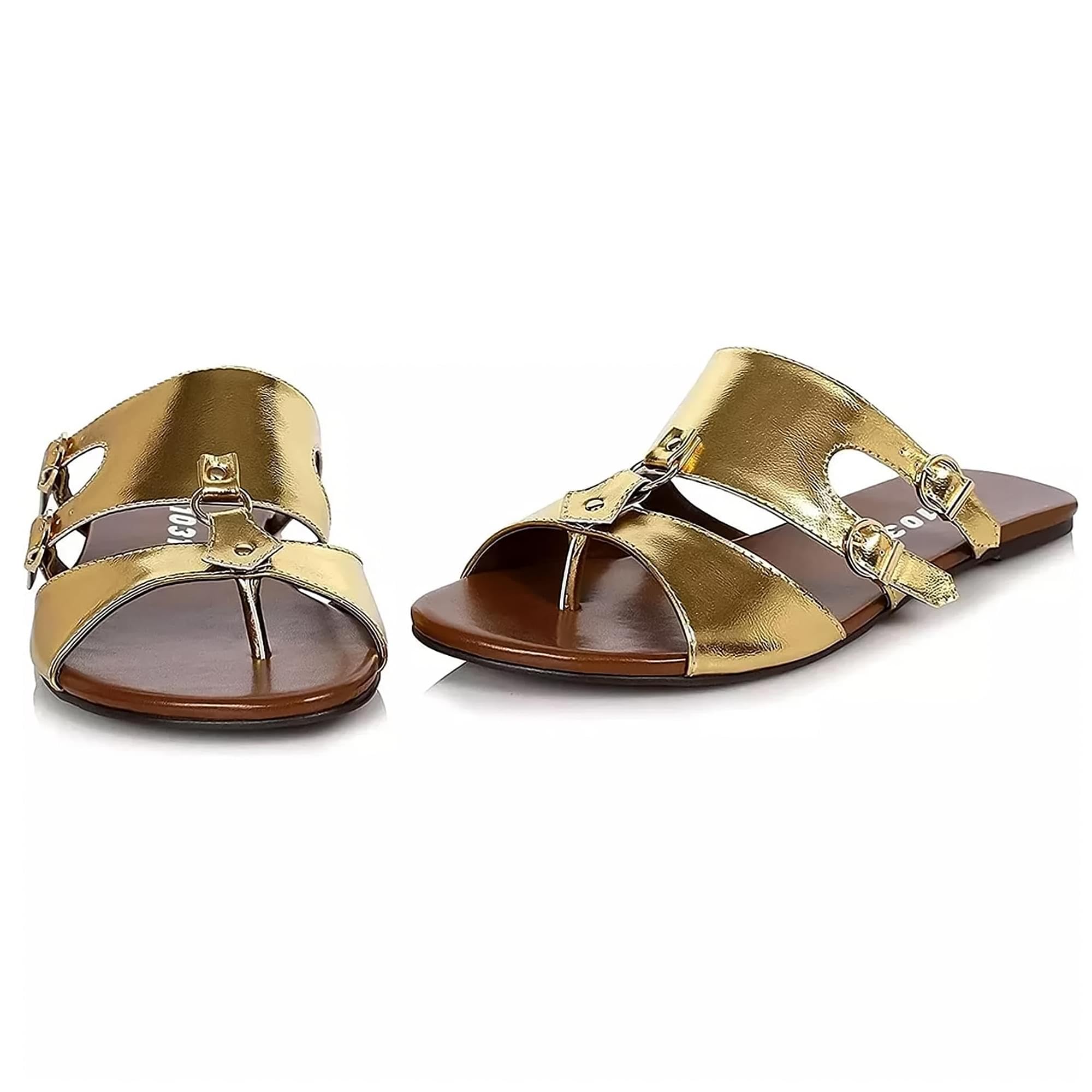 Gold Flat Gladiator Male Costume Sandal  | Large 12-13