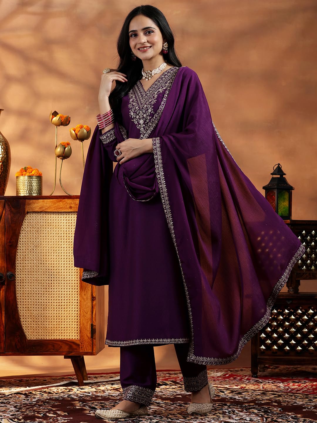 Libas WomenS Silk Blend Kurta Set (485770R