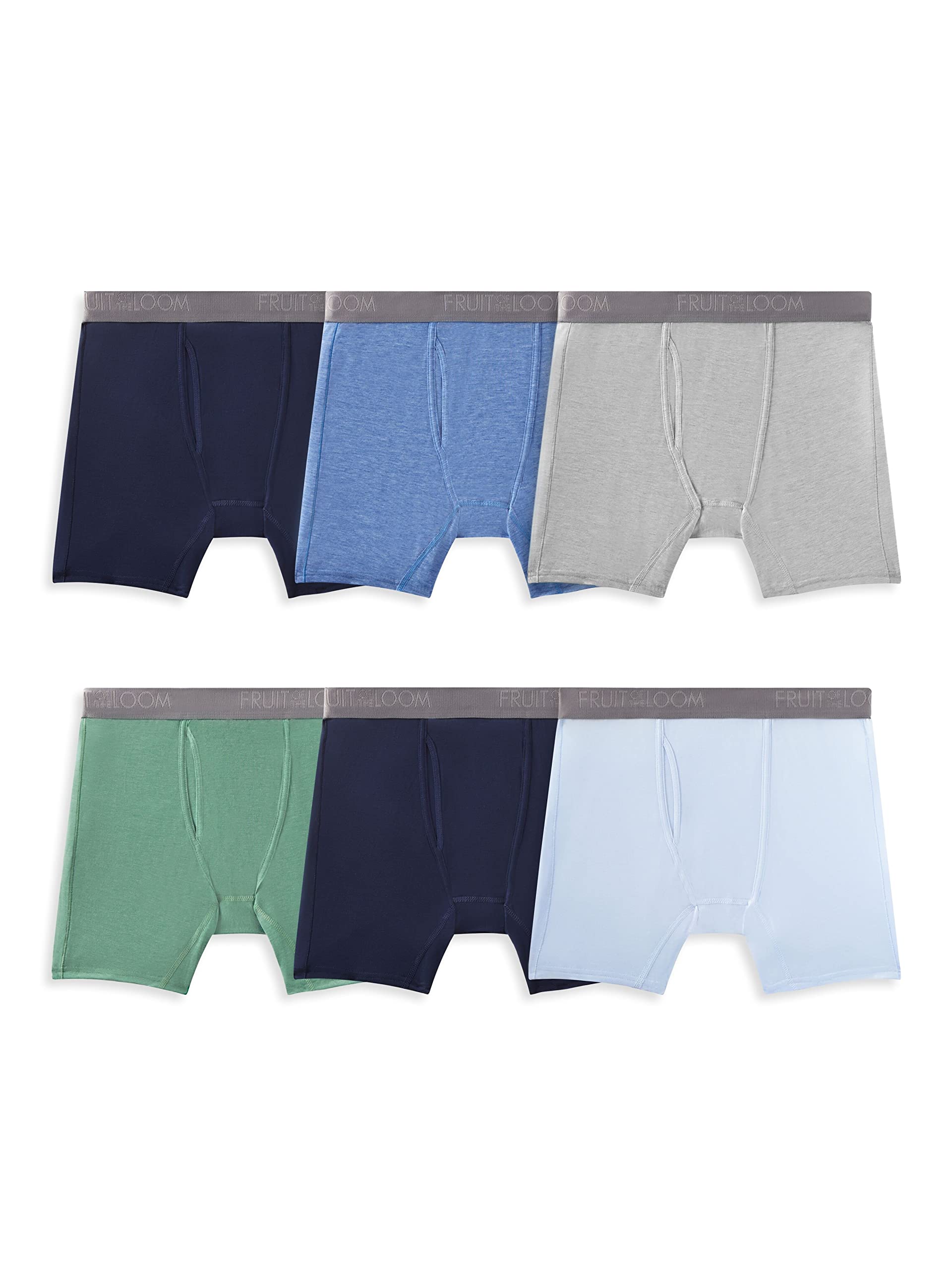 Fruit of the Loom Mens 360 Stretch Boxer Briefs (Quick Dry & Moisture Wicking), Regular Leg-coolsoft-6 Pack colors May Vary, Med
