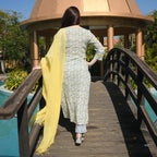 Gosriki Women'S Cotton Blend Straight Kurta With Pant & Dupatta (Murhar_New-Go)