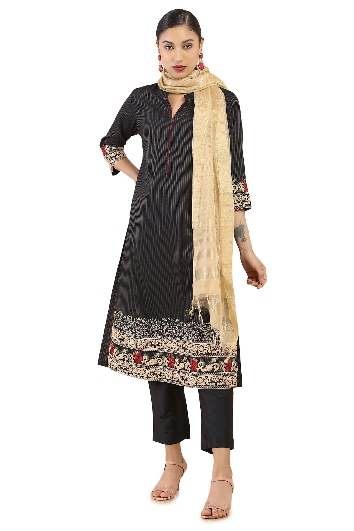 Soch Women Chanderi Embroidered Suit Set