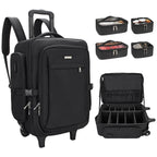Relavel Rolling Makeup Case with 4 Clear Makeup Bags, Makeup Backpack with Adjustable Dividers,Cosmetic Train Case Storage with 