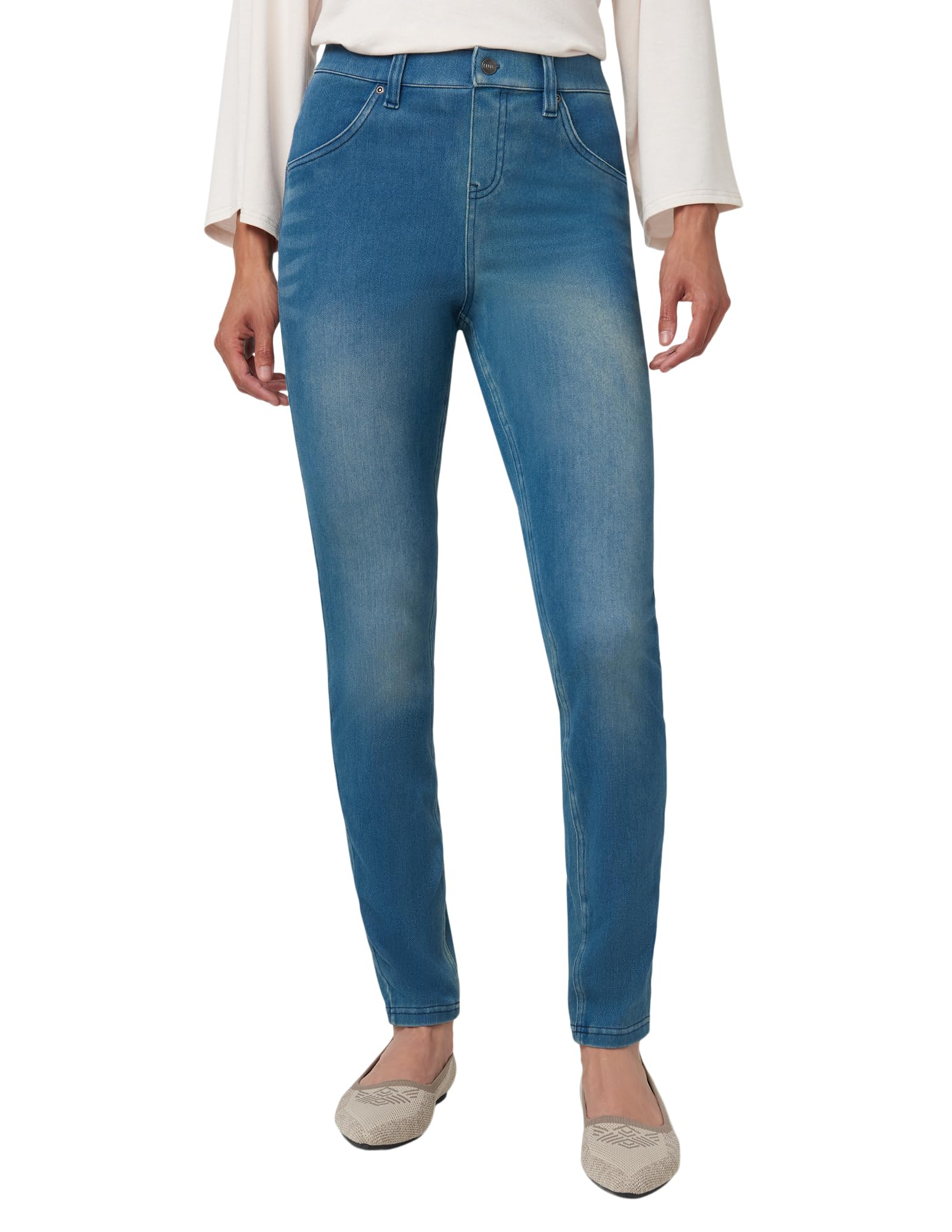 HUE womens Ultra Soft High Waist Denim Leggings Hosiery, Windsor Blue Wash, Small US