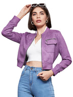Miss Chase Womens Mandarin Collar Full-Sleeve Polyester Jacket (MCAW22JKT03-54-437-06, Deep Lavender, XL)