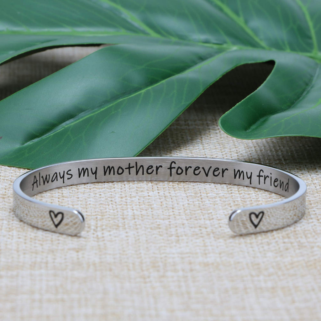 JoycuFF Mother 's Day Jewelry Gifts for Mom Inspirational Cuff Bracelets Christmas Birthday Gifts Alway My Mother Forever My Fri