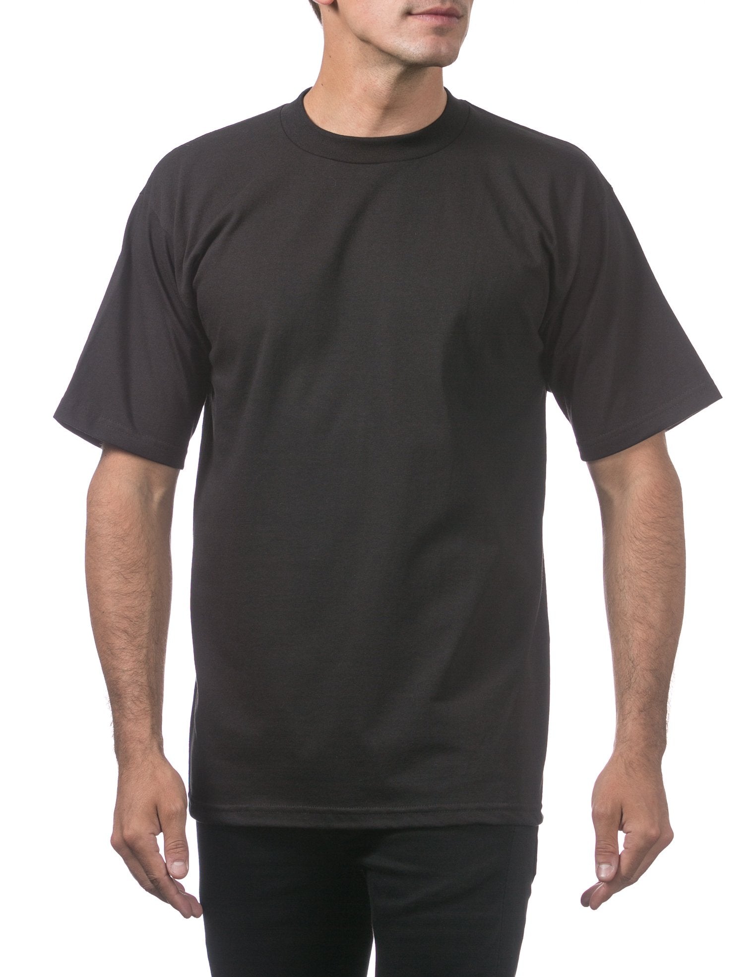 Pro Club Men's Heavyweight Cotton Short Sleeve Crew Neck T-Shirt, Black, Medium