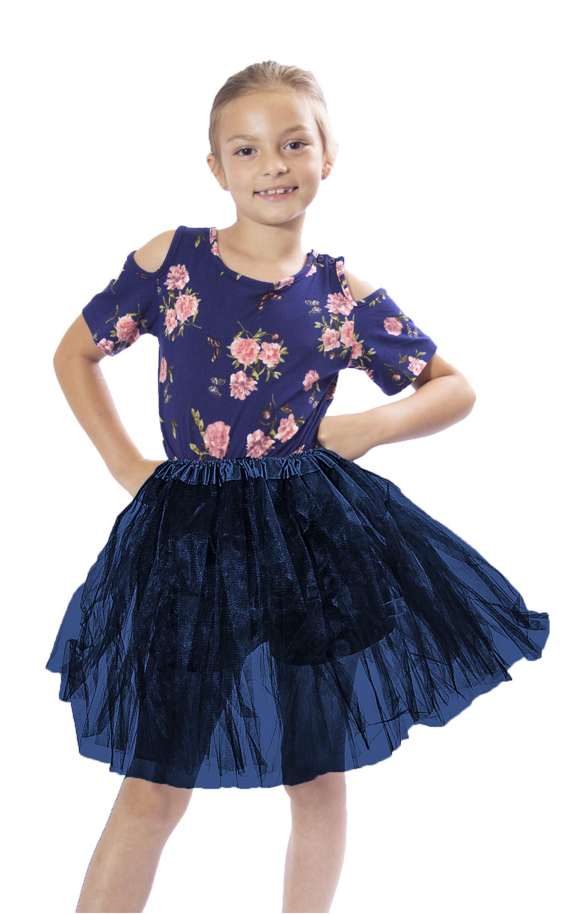 Navy Blue Vintage Tutu Dress - Elastic Waist Ballet Skirt for Halloween & 80s Party | Style 423