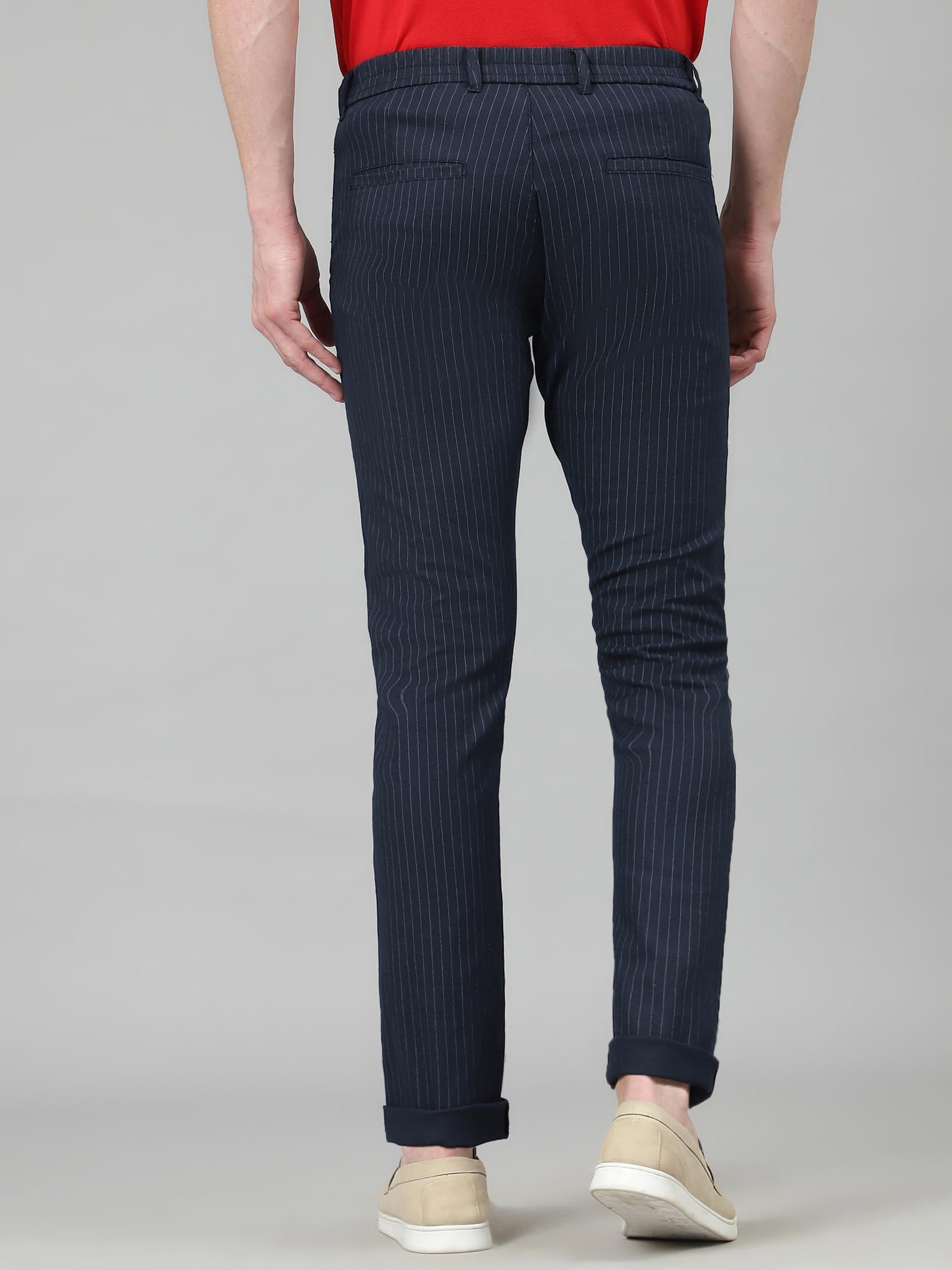 AVANOVA Mens Solid Linen Navy Blue Trousers Light Business Style Slightly Stretch Straight Leg Pants for Outdoor Casual Daily T