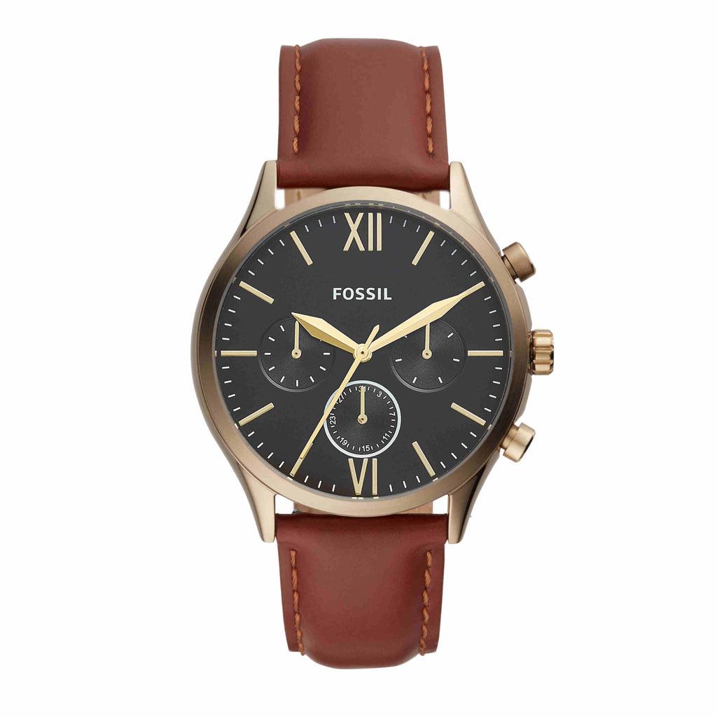 Fenmore Midsize Multifunction Brown Leather Watch