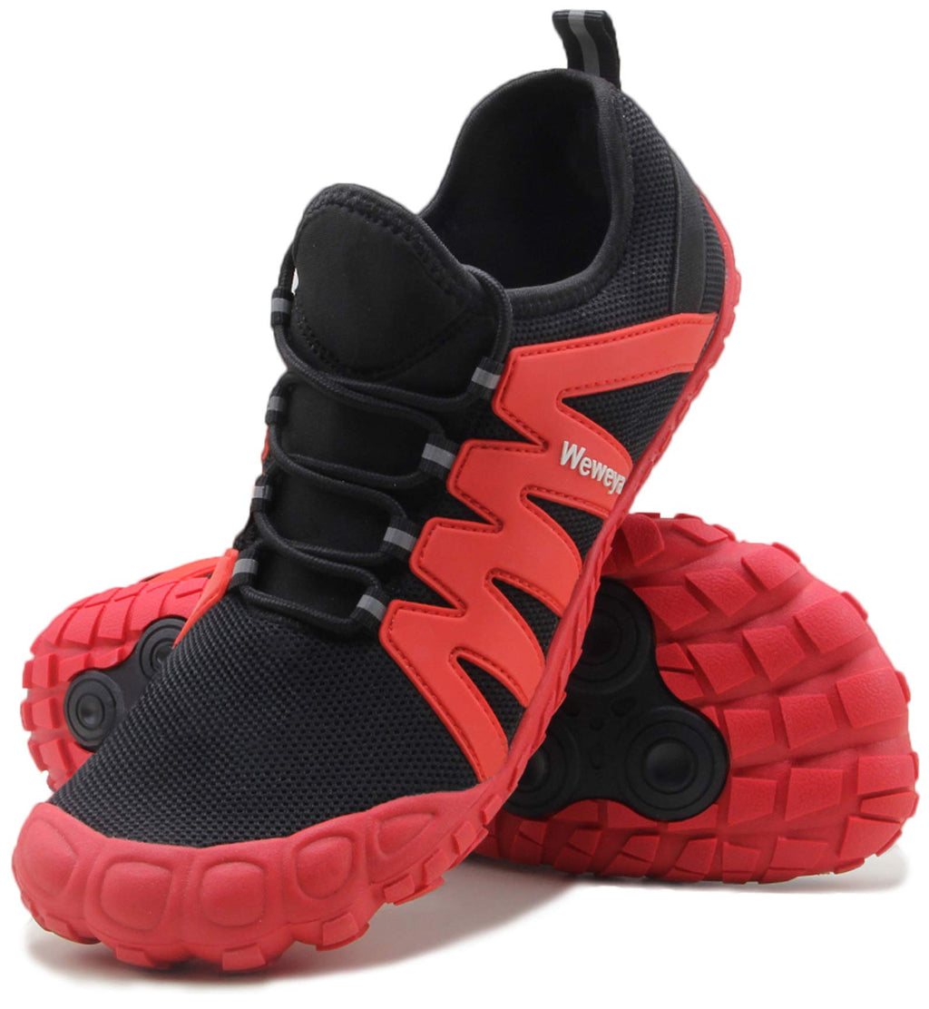 Weweya Barefoot Shoes Men Minimalist Running Cross Training Shoe Size 13 Black Red