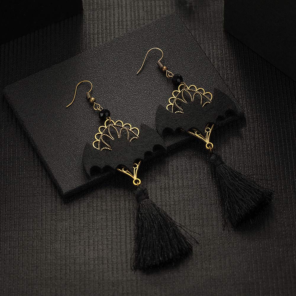 Black Bat Tassel Earrings for Women, Punk Gothic Lolita Retro Jewelry Halloween Party