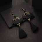 Black Bat Tassel Earrings for Women, Punk Gothic Lolita Retro Jewelry Halloween Party