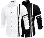 Zartha MenS Regular Fit Striped Pattern Cotton Blend Shirt With Collared Neck Long Sleeve And Standard Length | Shirt For Man