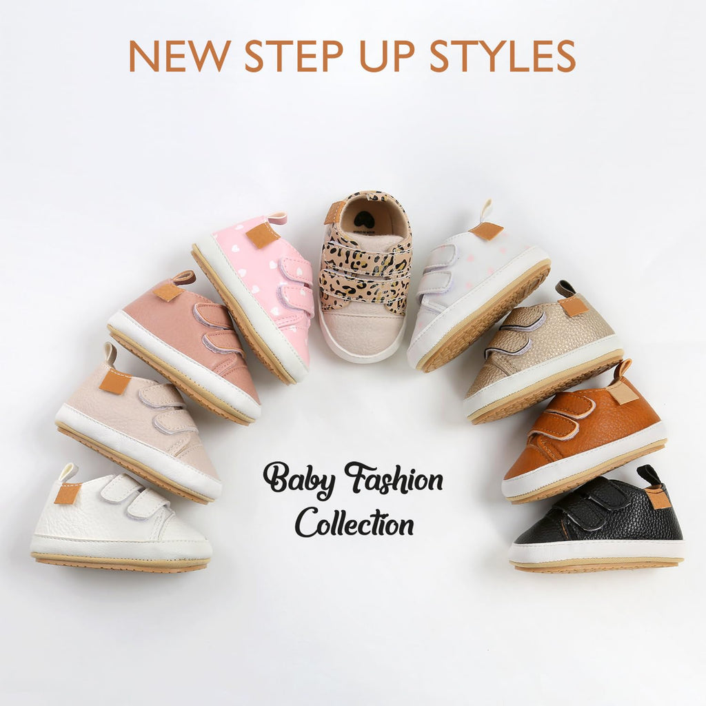 BABSMULY Baby Boys Girls Shoes Non-Slip Rubber Sole High-Top PU Leather Sneakers Infant First Walking Shoes Toddler Crib Shoes N