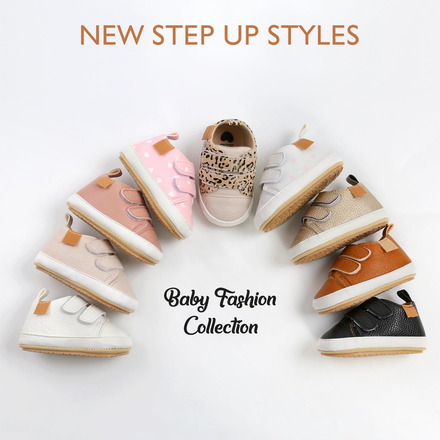 BABSMULY Baby Boys Girls Shoes Non-Slip Rubber Sole High-Top PU Leather Sneakers Infant First Walking Shoes Toddler Crib Shoes N