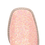Smoky Children Ariel Pink Glitter, Crazy Horse Western Cowboy Boot, Size 4.5R