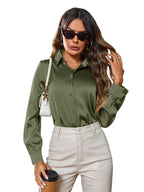 Indoprimo WomenS Solid Satin Casual Shirt | Stylish Western Long Sleeve Shirt For Women