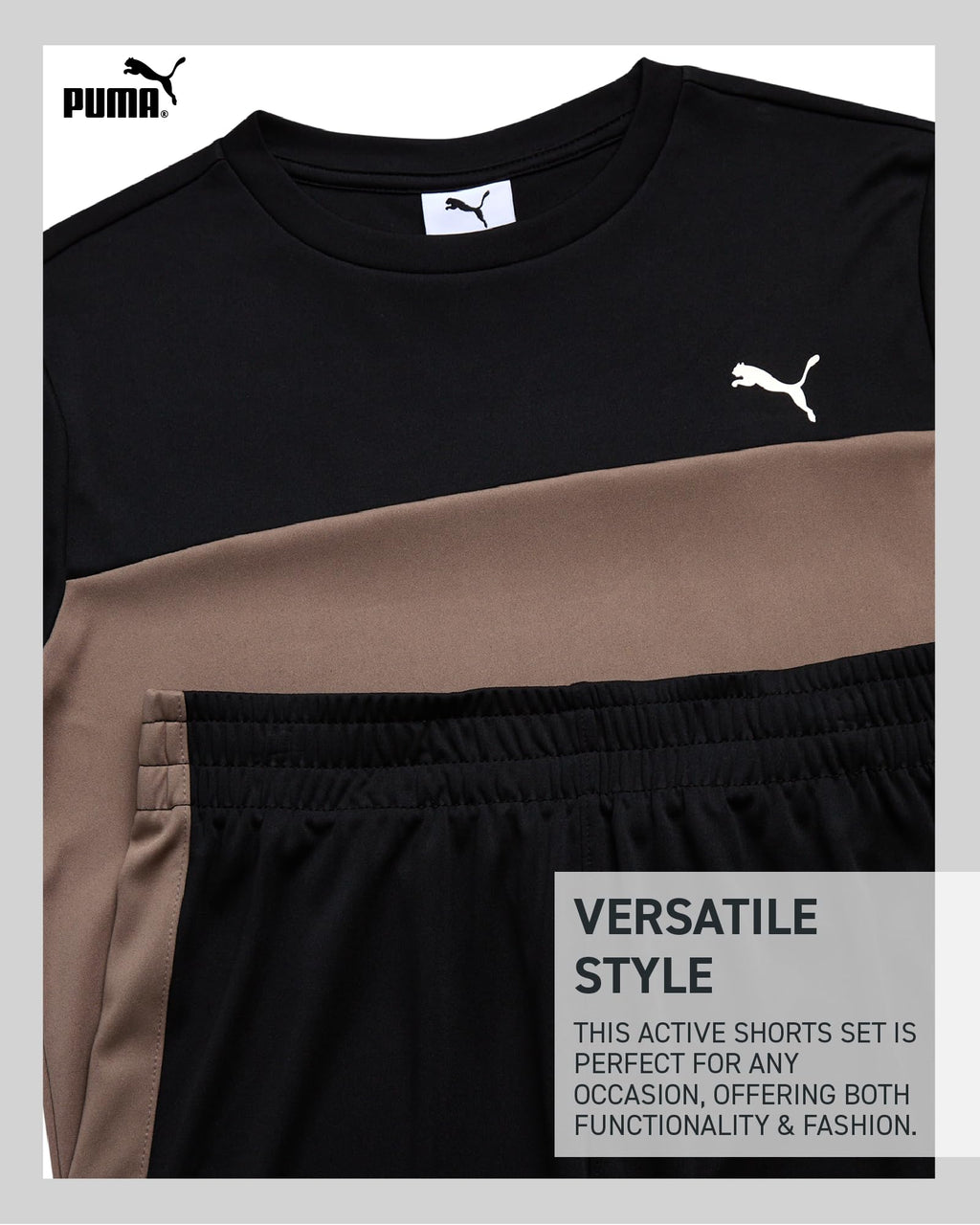 PUMA Boys' Active Shorts Set - 2 Piece Dry Fit T-Shirt and Performance Gym Shorts - Activewear Clothing Set for Boys (8-16), Siz