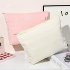 SOIDRAM 2 Pieces Corduroy Makeup Bag Large Corduroy Cosmetic Bag Capacity Canvas Travel Toiletry Bag Organizer Cute Makeup Brush