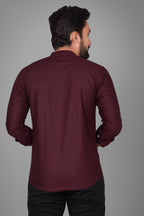 Besix MenS Cotton Solid Shirt With Mandarin Collared Full Sleeve Button Closure Curved Hem Straight Length And One Pocket | Mdr