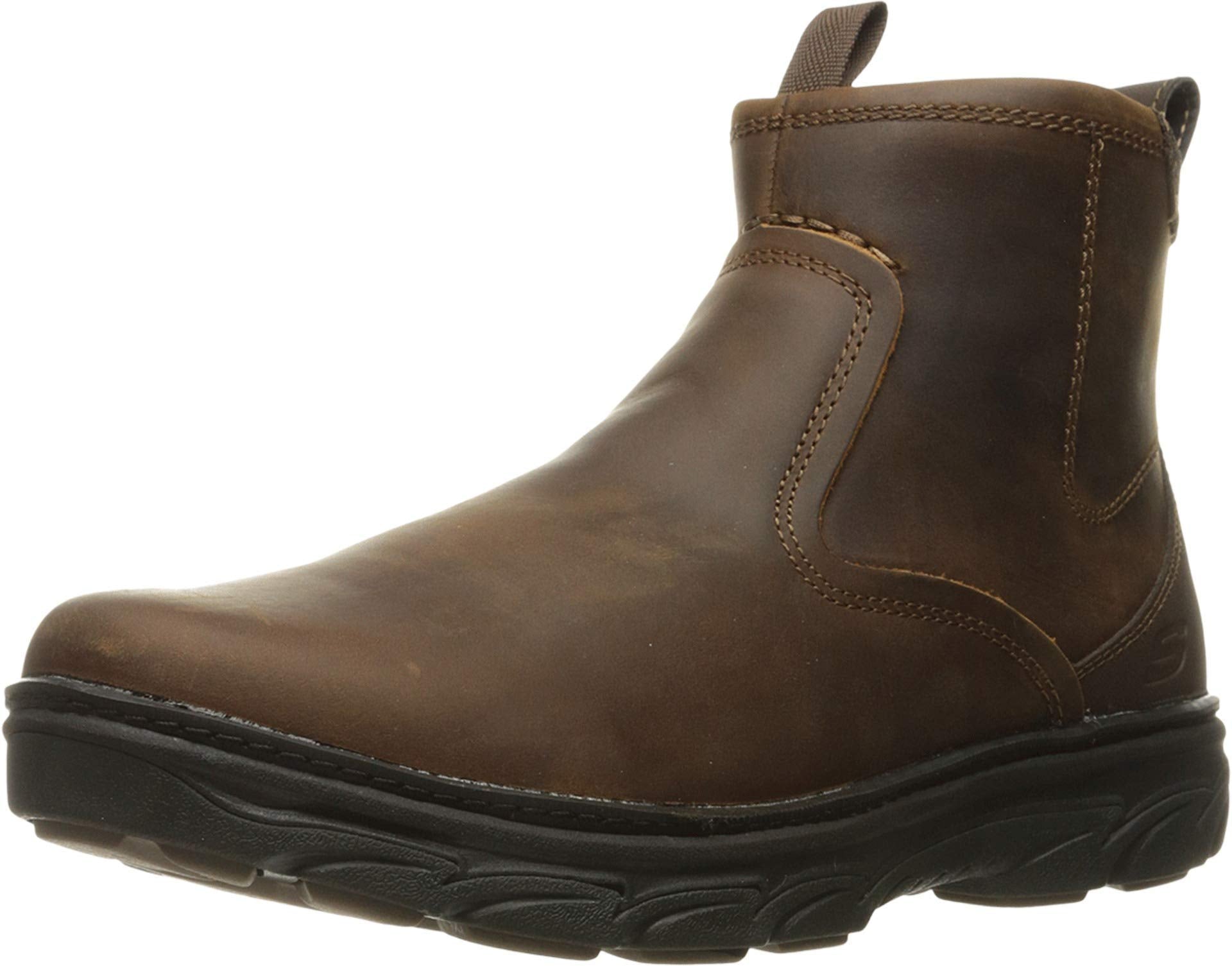 Skechers Mens Resment-korver Chelsea Side Zip Hiking Boot, Dark Brown, 10 X-Wide US