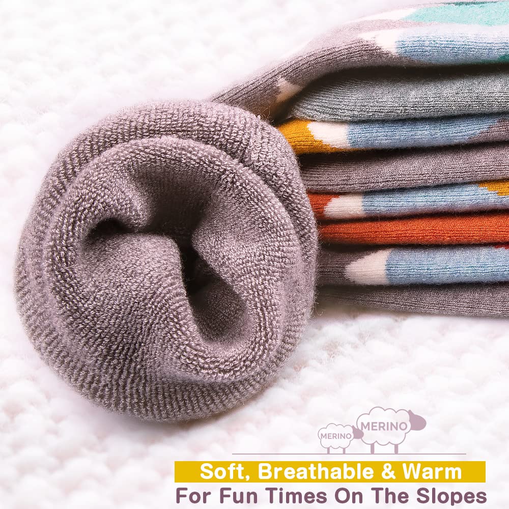 OutdoorMaster Kids Ski Socks - Merino Wool Blend, Over the Calf Design (XS, Gray - 2)