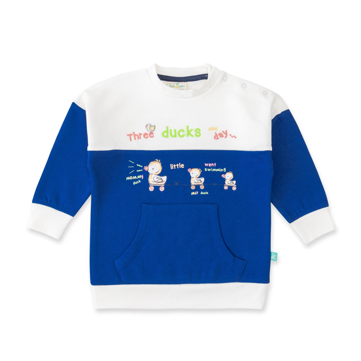 Jus Cubs Boys Cotton Infants Solid Sweatshirt  Royal Blue (Pack of 1) 18-24
