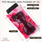 MyEyeglassCase Women Soft Sunglasses Case - Large Glasses Holder in Floral Microfiber Print - Squeeze Top Eyeglass Pouch with Cl