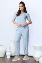 POPWINGS Casual Printed Top and Joggers Set for Women || Stylish Summer Co-Ords Set for Women || Round-Neck Top and Joggers Comb