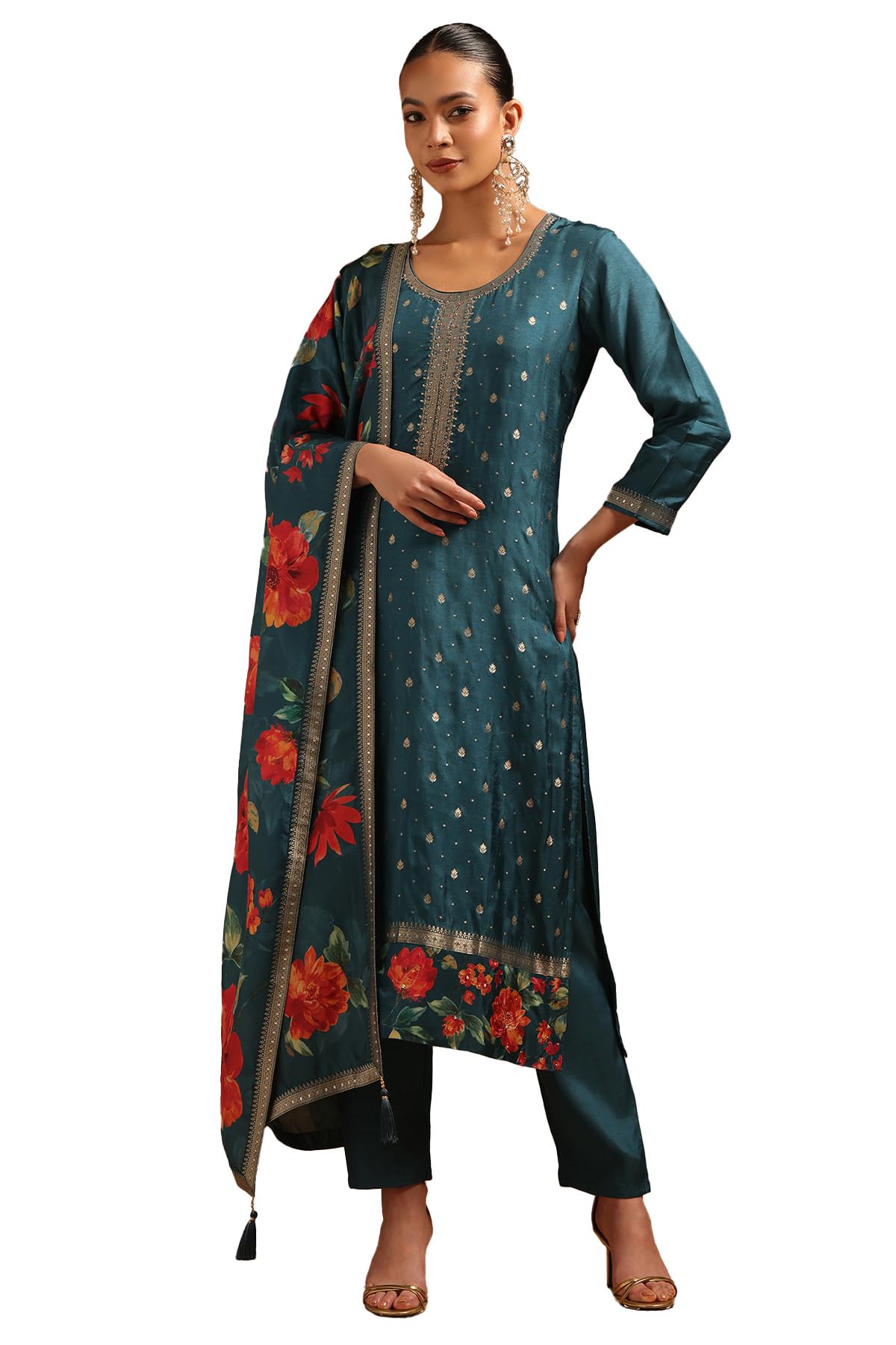 Soch Women Dola Silk Zari Woven Suit Set with Cutdana Details