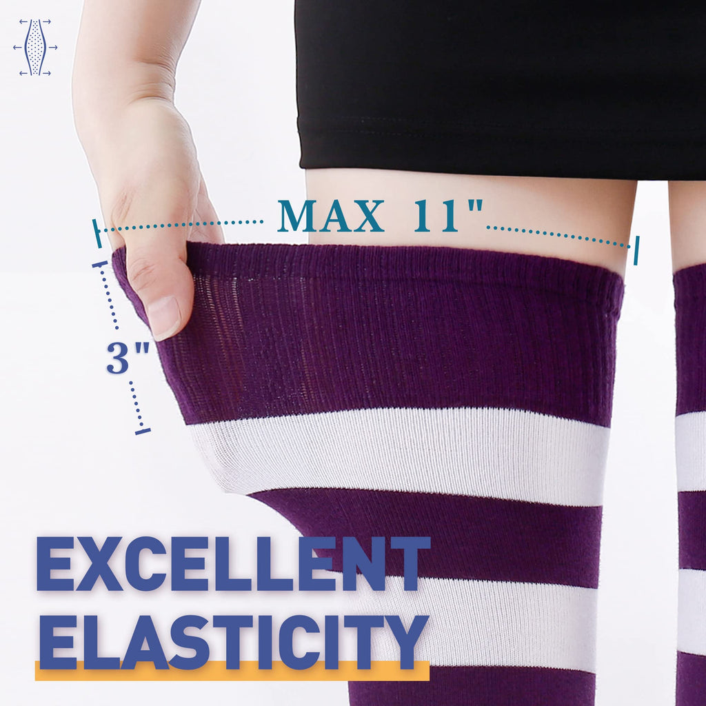 Kayhoma Extra Long Cotton Stripe Thigh High Socks Over the Knee High Socks