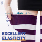 Kayhoma Extra Long Cotton Stripe Thigh High Socks Over the Knee High Socks